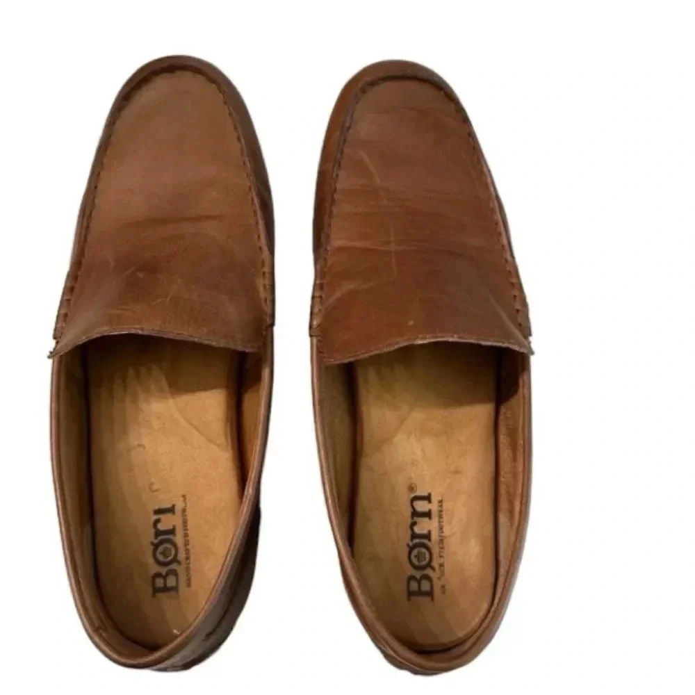 Born Brompton Men’s Brown Leather Slip-On Loafer Shoes Size 11.5 M GUC